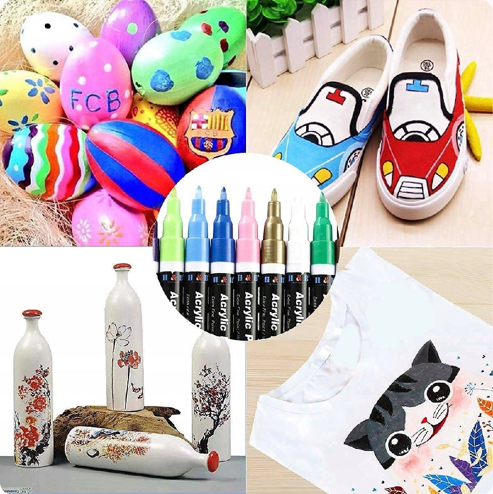 Markery Akrylowe Pisaki Flamastry Do Malowania Kamieni Ubrań Szkła Butów 18 Markery Akrylowe Pisaki Flamastry Do Malowania Kamieni Ubrań Szkła Butów 18