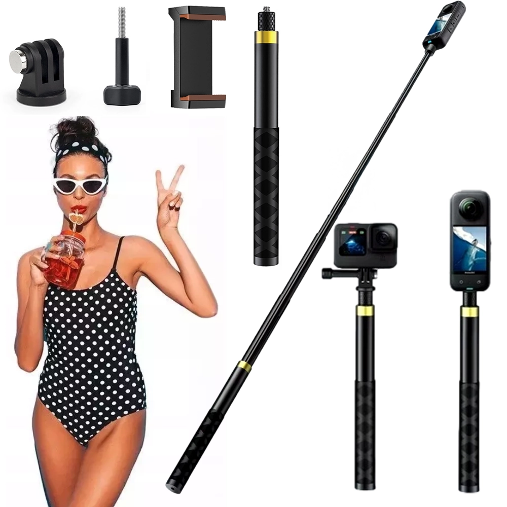 Statyw selfie stick do kamer sportowych i smartfonów