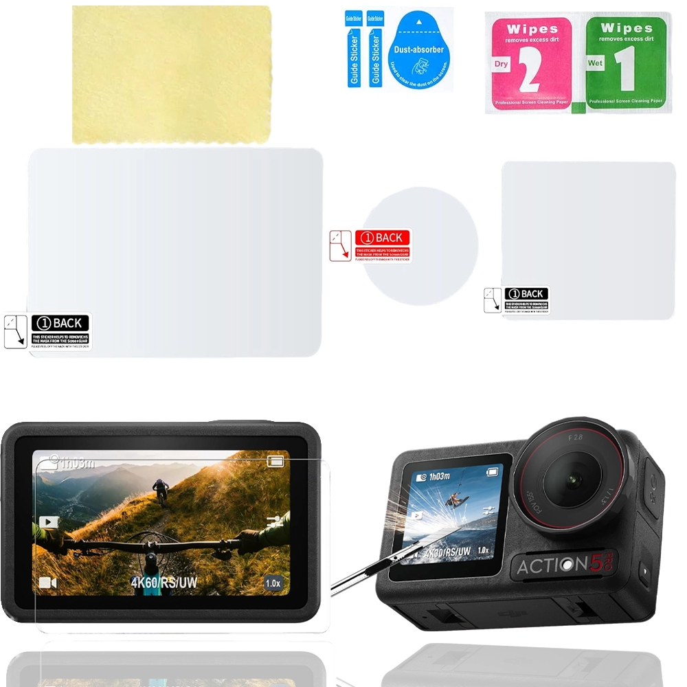 Szkło hartowane na ekran i obiektyw do DJI Osmo Action 5 Pro Szkło hartowane na ekran i obiektyw do DJI Osmo Action 5 Pro