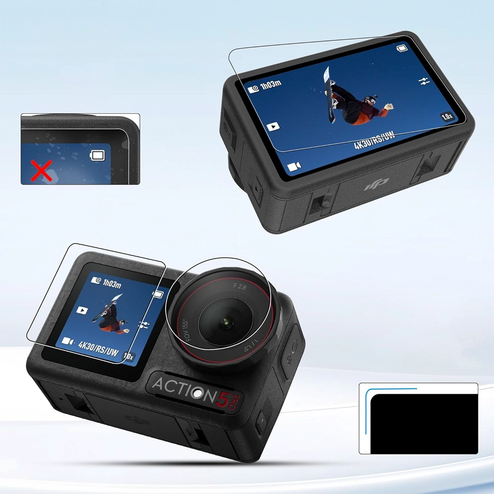 Szkło Hartowane na Ekrany i Obiektyw do DJI Osmo Action 5 Pro - Telesin