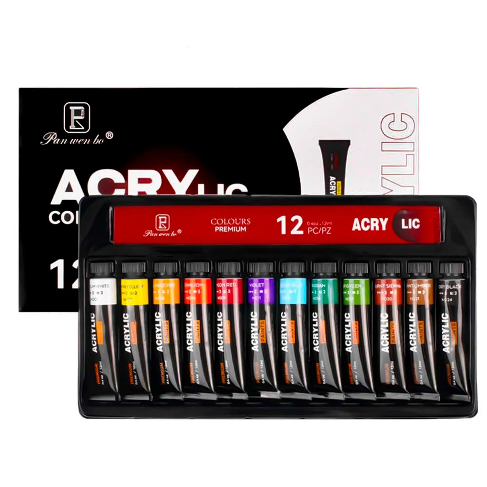 Zestaw Farb Akrylowych Pan Wen Bo 12x12ml Wymiary