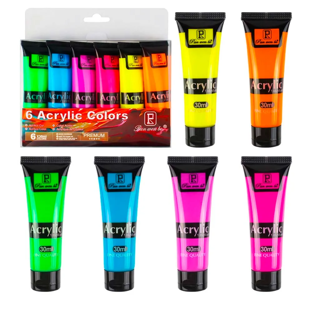 Zestaw Farb Akrylowych Neonowych Panwenbo 6x30ml