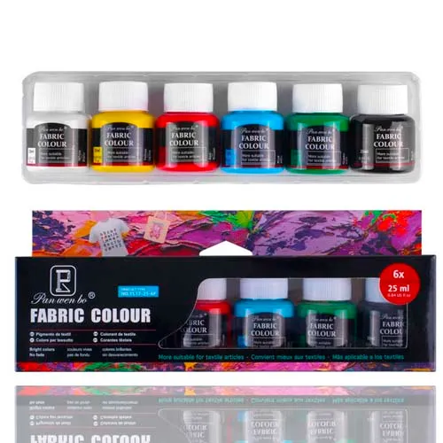 Zestaw farb do tkanin Pan Wen Bo 6x25ml