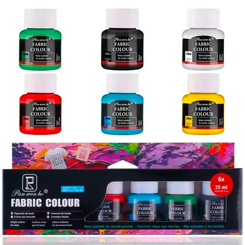 Zestaw 6 farb do tkanin Pan Wen Bo