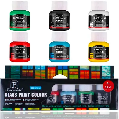 Zestaw farb do szkła Pan Wen Bo 6 kolorów