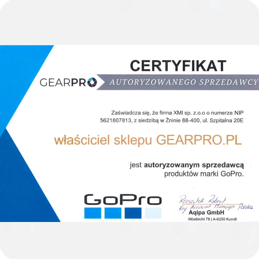 Certyfikat autoryzowanego sprzedawcy GoPro Certyfikat autoryzowanego sprzedawcy GoPro