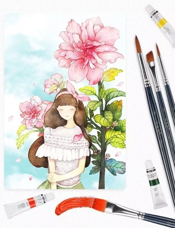 Farby Wodne Akwarelowe Kostki Zestaw H&B 40w1 Pędzle Wodne