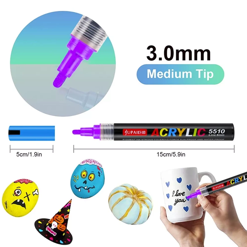 Markery Akrylowe Zestaw 60 Sztuk Pisaki Flamastry Mazaki Jupai Wododporne 