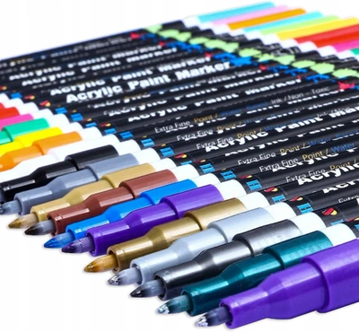 Markery Akrylowe Pisaki Flamastry Do Malowania Kamieni Ubrań Szkła Butów 18