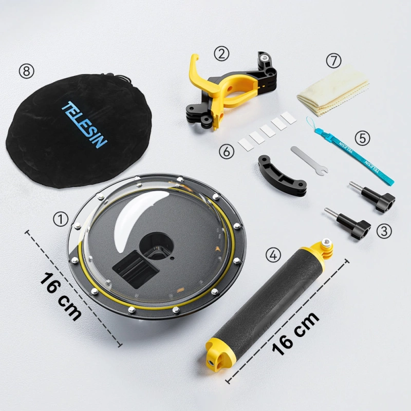 Obudowa Wodoszczelna Wodoodporna TELESIN do Kamer DJI Action 5 4 3 + GRATIS! Zestaw montażowy 3M