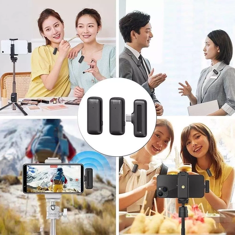 2x Mikrofon Bezprzewodowy Krawatowy do USB C Android / IPhone 17 16 15 14 13 12
