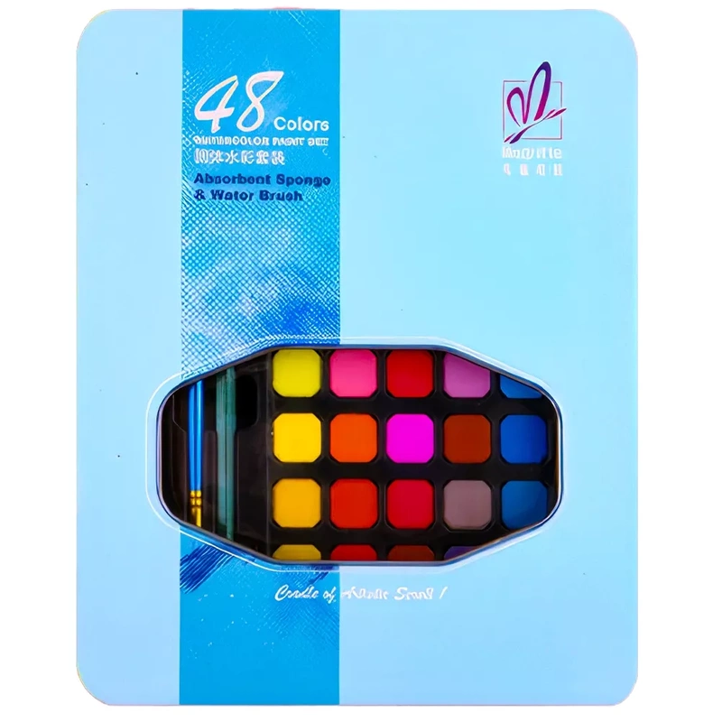 Farby Akwarelowe Wodne Zestaw Farb Akwarelowych w Kostkach Akwarele 45 Kolorów