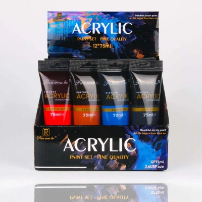 Farby Akrylowe 12x75ml Zestaw Fab Akrylowych W Dużych Tubkach