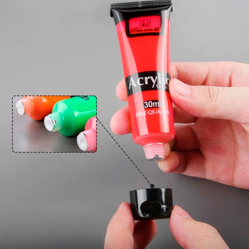 Farby Akrylowe Neonowe Malarskie 12x12ml Zestaw Farb Akrylowych w Tubkach