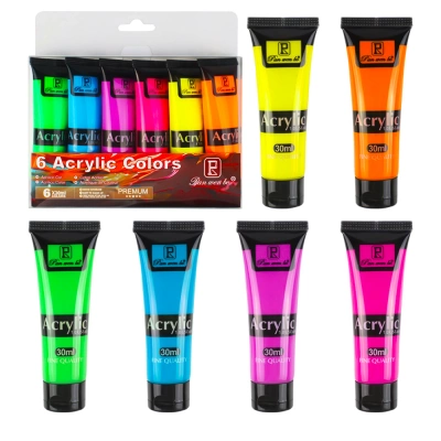 Farby Akrylowe Neonowe Malarskie 12x12ml Zestaw Farb Akrylowych w Tubkach