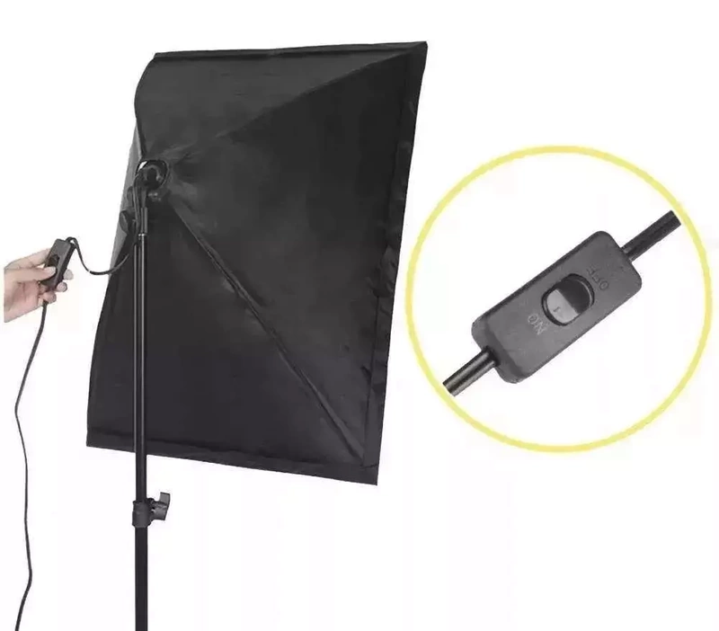 LAMPA Fotograficzna Studyjna + SOFTBOX 50x70cm 600W Ciągłe Światło + Etui 