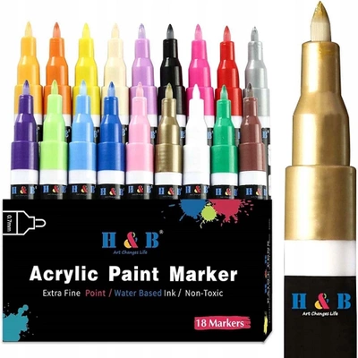 Markery Akrylowe Pisaki Flamastry Do Malowania Kamieni Ubrań Szkła Butów 18