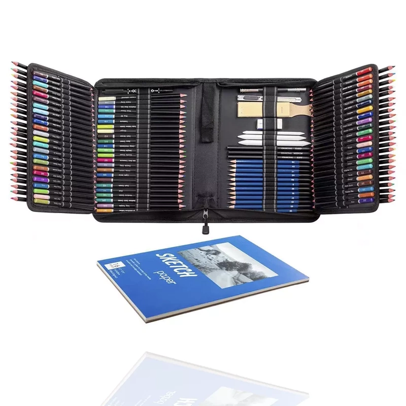 Kredki Ołówkowe Profesjonalne Zestaw do Rysowania Szkicowania Ołówki 145w1