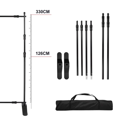 Statyw Zestaw do Tła Fotograficznego Poprzeczka Teleskopowa 3,3x3,3m Mocne Statywy