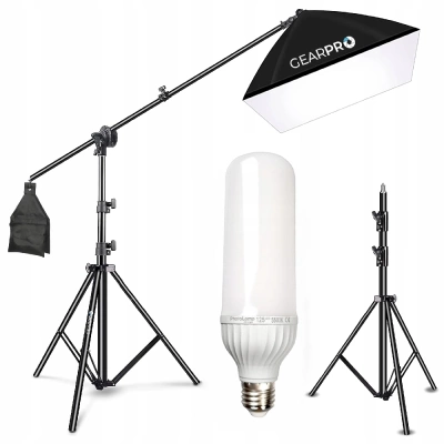 Softbox Lampa Softbox Zestaw Statyw Lampa Żarówka LED 125W Mini Boom Wysięgnik