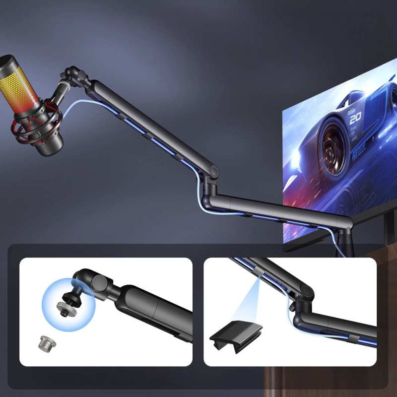 Uchwyt Stołowy Biurkowy Studyjny Ramię Statyw do Mikrofonu Telefonu Kamery