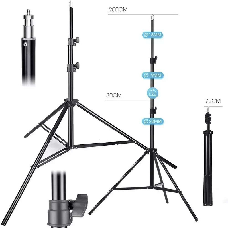 2x Statyw + 2x Softbox + 2x Żarówka Fotograficzna E27 LED 285W + Pilot LCD