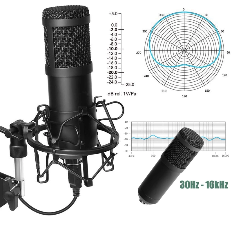 Mikrofon Studyjny Usb Jack Pojemnościowy Gamingowy Statyw Filtr Duzy Zestaw