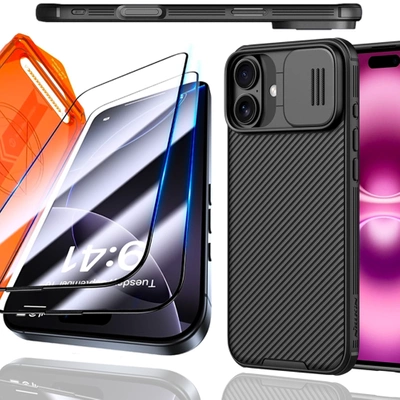 Etui Nillkin CamShield Pro + 3x Szkło Hartowane 9H z Aplikatorem do iPhone 16 PLUS