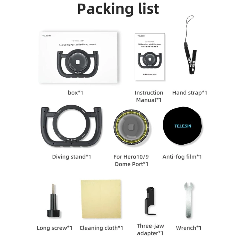 Obudowa Wodoszczelna Port Dome do GoPro 13 12 11 10 9 + GRATIS! Zestaw montażowy 3M