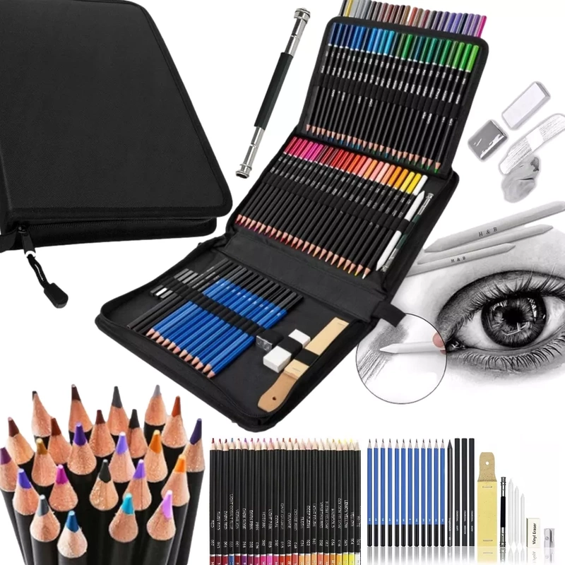 Kredki Profesjonalne Zestaw do Rysowania 96w1 Ołówkowe Kolorowe Ołówki Etui
