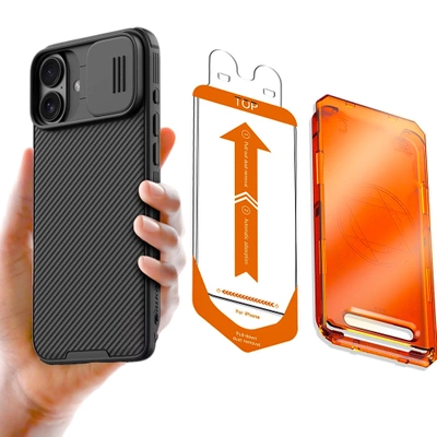 Etui Nillkin CamShield Pro + 3x Szkło Hartowane 9H z Aplikatorem do iPhone 16 PLUS