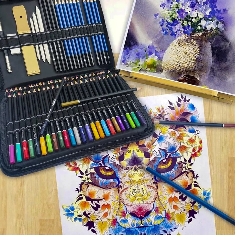 Kredki Profesjonalne Zestaw do Rysowania 96w1 Ołówkowe Kolorowe Ołówki Etui