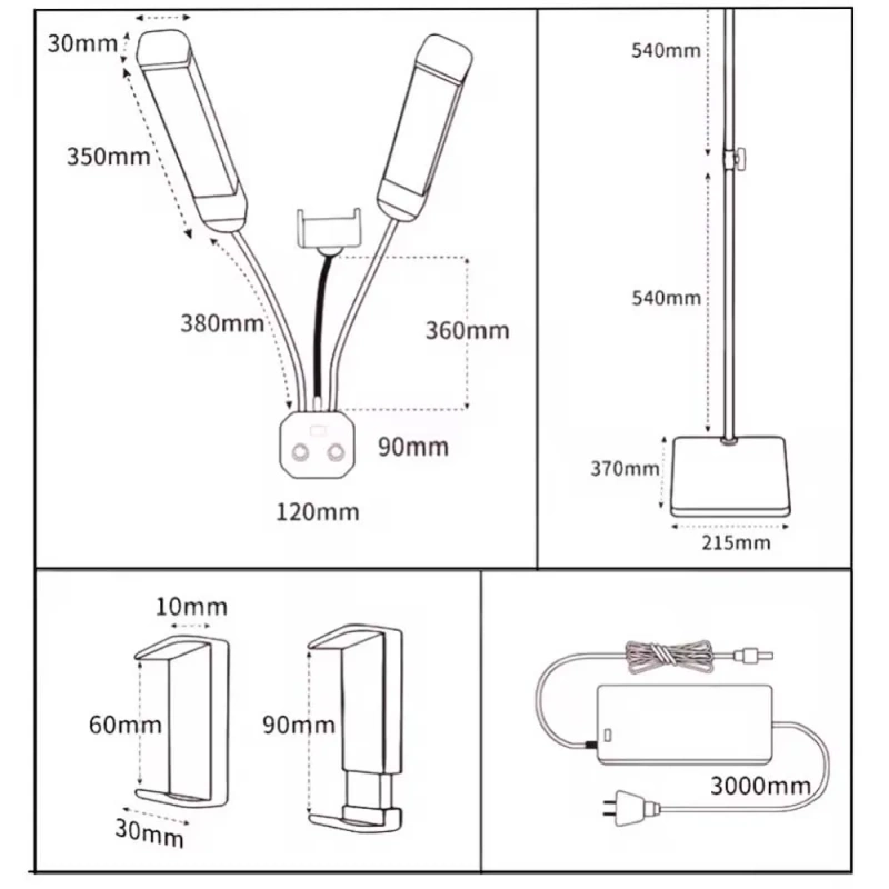 Lampa Kosmetyczna PRO LED 36W Podwójna do Paznokci Rzęs Giętka Pilot