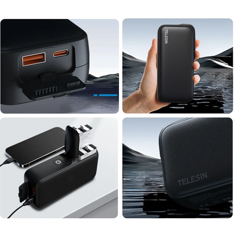 Ładowarka z Powerbankiem TELESIN 10000mAh do GoPro Hero 13 + GRATIS! Zestaw montażowy 3M