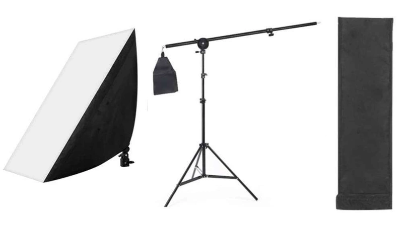 Softbox Lampa Softbox Zestaw Statyw Lampa Żarówka 105W Mini Boom Wysięgnik