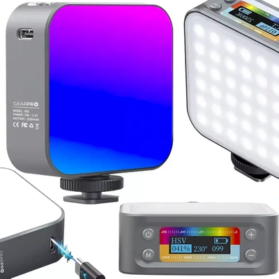 Lampa Fotograficzna Video RGB / Bi Color LED Dwustronna Aku 2500mAh