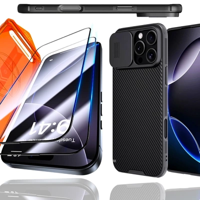 Etui Nillkin CamShield Pro + 3x Szkło Hartowane 9H z Aplikatorem do iPhone 16 PRO MAX