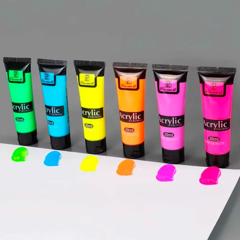 Farby Akrylowe Neonowe Malarskie 12x12ml Zestaw Farb Akrylowych w Tubkach