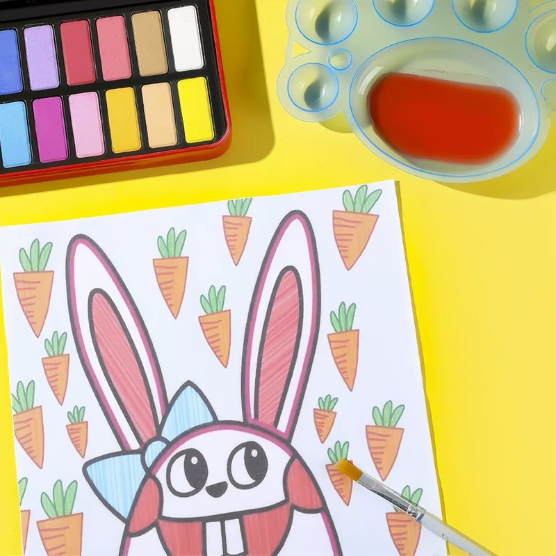 Farby Akwarelowe Wodne w Kostkach Akwarele 24 Kolory Pędzelek Etui