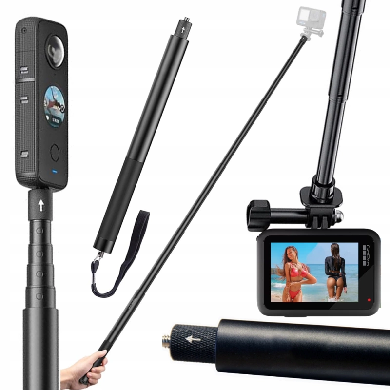 Uchwyt Monopod Statyw do Insta360 GoPro Invisible Selfie Stick 121cm + GRATIS! Zestaw montażowy 3M