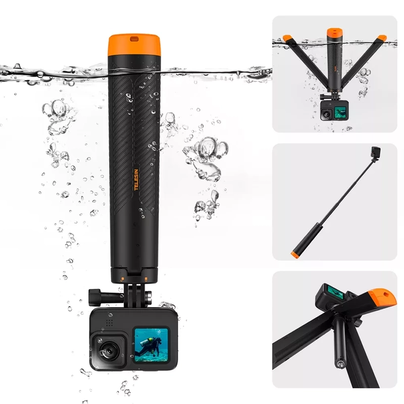 Boja Uchwyt Wypornościowy Monopod Statyw Selfie Telesin do GoPro DJI Action + GRATIS! Zestaw montażowy 3M