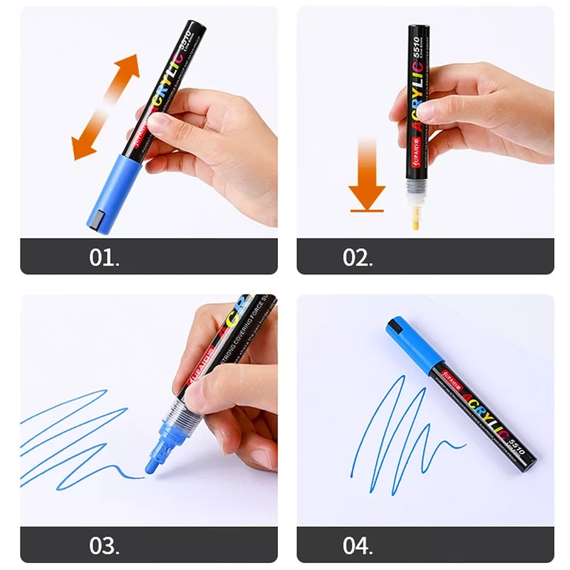 Markery Akrylowe Zestaw 60 Sztuk Pisaki Flamastry Mazaki Jupai Wododporne 