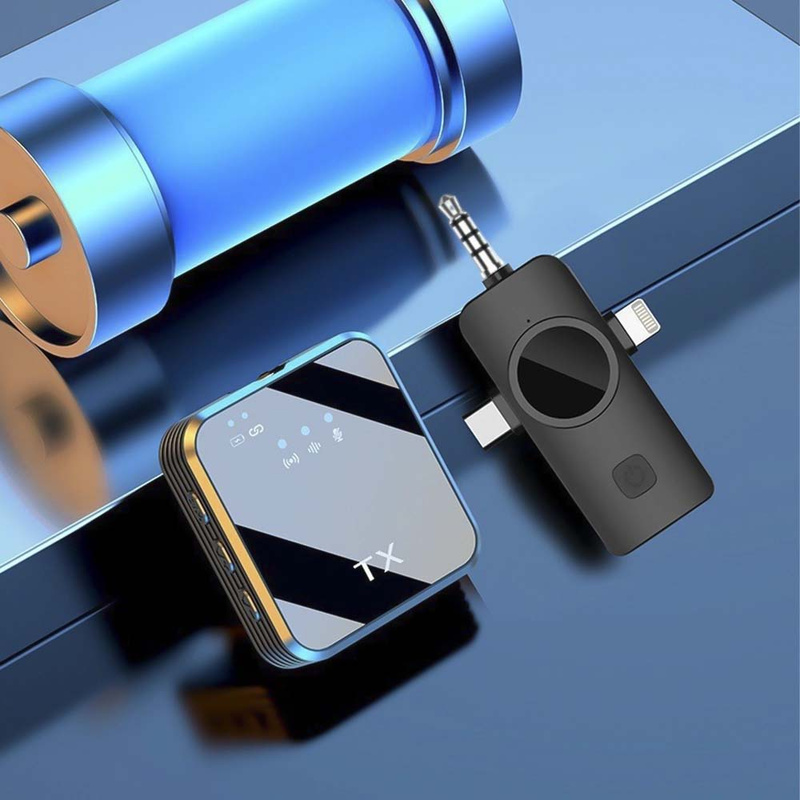 2x Mikrofon Krawatowy Bezprzewodowy Telefonu Aparatu Kamery USB-C Lightning Android IPhone