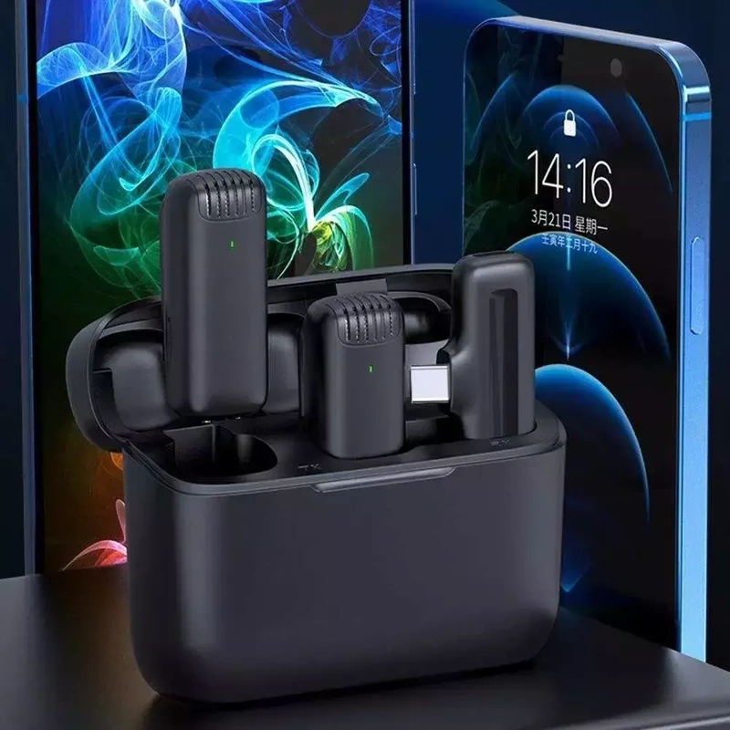 2x Mikrofon Bezprzewodowy Krawatowy do USB C Android / IPhone 17 16 15 14 13 12 + Etui