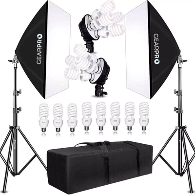 2x Lampa Softbox Zestaw Oświetlenie Ciągłe 8x 45W 50x70