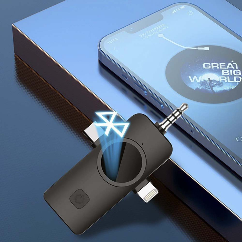 2x Mikrofon Krawatowy Bezprzewodowy Telefonu Aparatu Kamery USB-C Lightning Android IPhone