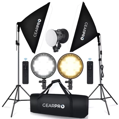 Softbox LED Lampy Zestaw Oświetlenie z Pilotem 2x50W Statywy Torba