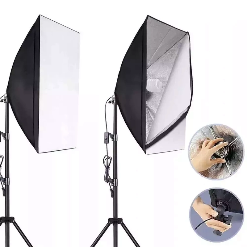 Zestaw Softbox Lampa Studyjna 50x70cm + Żarówka Fotograficzna  150W