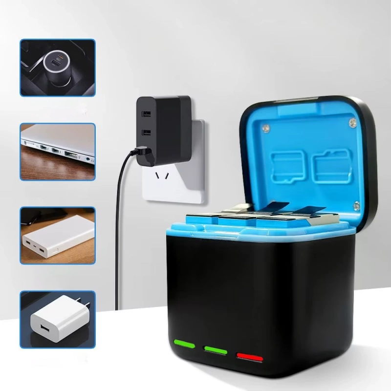 Ładowarka 3 Kanałowa Box Hub na 3x Akumulator Baterie do GoPro HERO 13 + GRATIS! Zestaw montażowy 3M