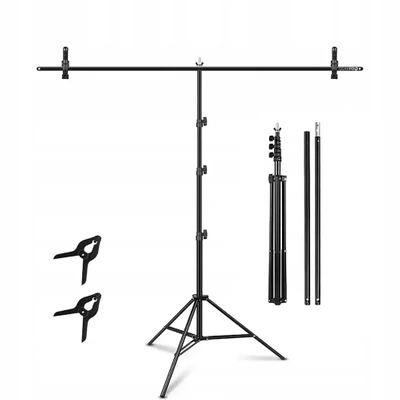 Zestaw Statyw Do Teł Typ T Belka 150cm Statyw 2m + Tło Czarne 1,5x4m